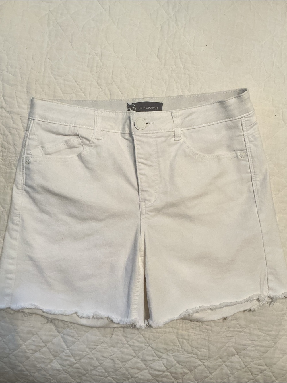 Wit & Wisdom White Denim Raw Hem Jean Shorts